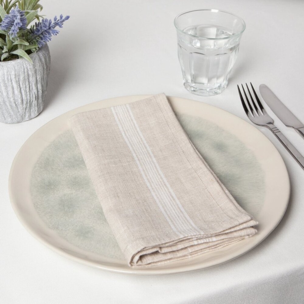 Danica Heirloom Set of 4 Maison White Stripe Linen Napkins